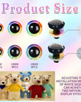 18Pcs 12-18Mm 3D Rainbow Glitter Safety Eyes for Crocheting with Washers Safety Eyes for Amigurumi Crochet Animals Halloween Decorations Crochet Accessories Gift for Crochet Lovers