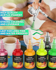 Airbrush Paint, 28 Colors Airbrush Paint Set (30 Ml/1 Oz), Ready to Spray, Opaque & Neon Colors, Water-Based, Premium Acrylic Airbrush Paint Kit for Beginners, Hobbyist and Artists