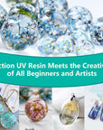 New UV Resin Kit with Light, Crystal Clear Hard Resin Sunlight Curing UV Resin Beginner Kit for Jewelry, Doming, Coating, and Casting, DIY Craft