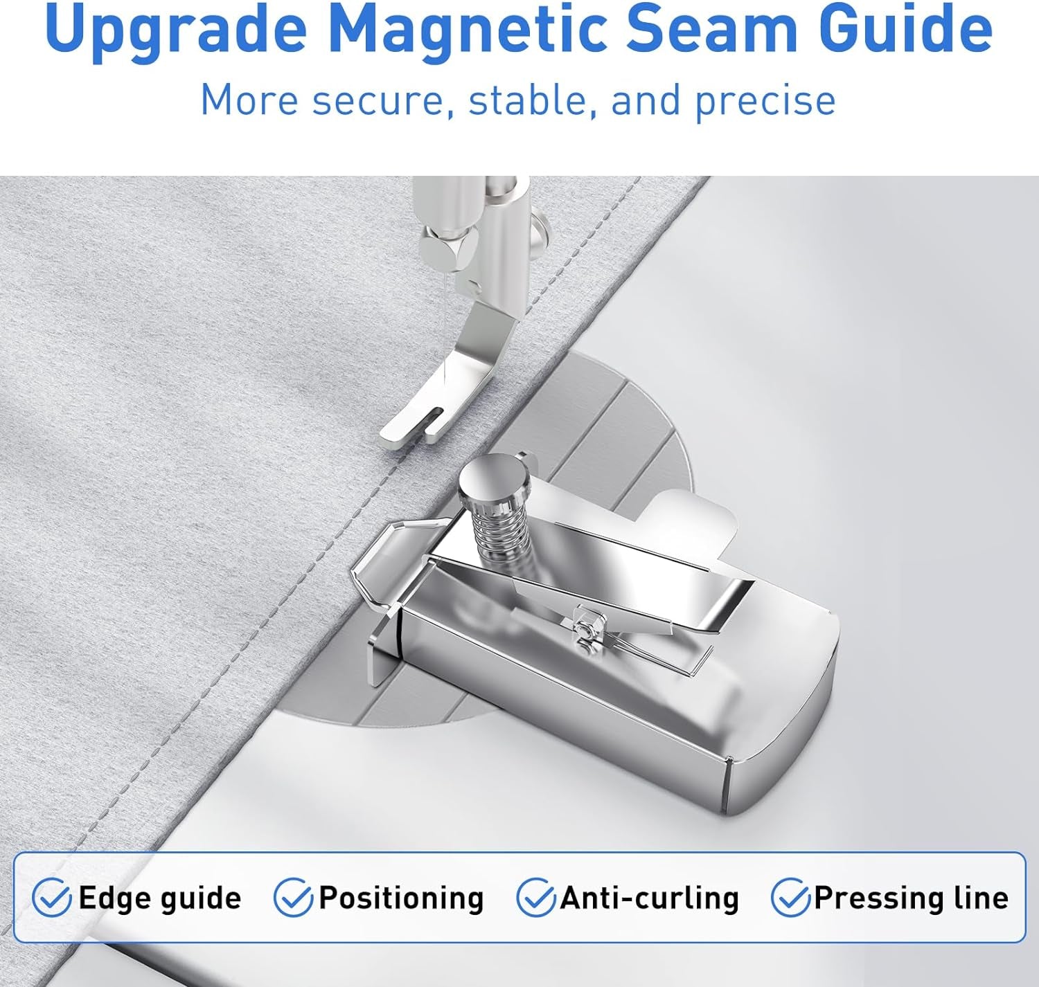Magnetic Seam Guide for Sewing Machine, Magnetic Seam Guide with Clip, Multifucntional Seam Guide, Hemmer Guide, Magnet Hem Guide for Sewing Machine, Universal Sewing Accessories and Supplies