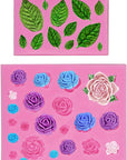 Roses Collection Fondant Mold-Rose Flower and Leaves Shapes Silicone Mold for Sugarcraft Cake Decoration, Cupcake Topper, Polymer Clay, Candy, Chocolate, Soap Wax Making Crafting Projects
