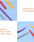 Plastic Large Eye Sewing Needles, Large-Eye Blunt Needles, Bent Tapestry Needles, Yarn Needles Crafting Knitting Stringing Needles with Storage Box and Needle Threader for Knitting Crochet