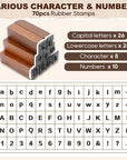 Letter Stamps, 70Pcs Alphabet Stamps for Clay, Wooden Rubber Letter Number and Symbol Stamp Set for Scrapbooking Supplies DIY Craft Card Making