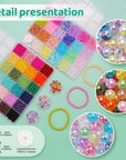 2400Pcs Pearl Beads, Beads, 47 Colors Beads for Beacelets, Multicolor Bracelet Making Kit round Beads for Jewelry Making with Elastic String, DIY Crafts Beads Set.