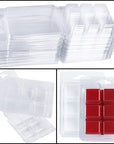 100 Packs Wax Melt Clamshells Molds, Clear Empty Plastic Cube Tray for Wickless Tarts Candles
