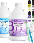 Epoxy Resin - 1 Gallon Crystal Clear Coating Kit, Not Yellowing No Bubble Easy Mix 1:1 Ratio, 2 Part Casting Resin for Art, Craft, Jewelry Making, River Tables, with Gold Foil Flakes, Glitter Flakes