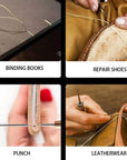 Awl Tool, 2 PCS Wooden Handle Scratch Awl for Leather Hole Punch Awl Maker Tool,Sewing Awl Leather Craft Repair Tools