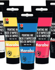 Fabric Screen Printing Ink - Set of 5 Colors Water-Based Screen & Block Printing Ink - Primary Yellow, Magenta, Cyan, Buff Titanium Light, and Carbon Black Screen Print Ink - Large 100Ml Tubes