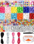 Bracelet Making Kit, Beads for Bracelets Making Pony Beads Polymer Clay Beads Smile Face Beads Letter Beads for Jewelry Making, DIY Arts and Crafts Gifts Toys for Girls Age 6-12