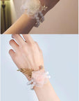 6PCS Pearl Wrist Corsage Bands Bride Elastic Pearl Wristband Corsage DIY Stretch Pearl Wedding Wrist Handmade Corsage Accessories for Wedding Party Bride Bridesmaid