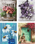 6 Pack Flowers Paint by Numbers Kits for Adults Beginners, DIY Paint by Numbers for Adults on Canvas without Frame, Drawing Paintwork with Paintbrushes Oil Painting for Home Wall Decor 7.9X11.8Inch