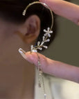 Shiny Zircon Butterfly Ear Cuff Gold Color Tassel Clip On Earrings For Women Korea Style Copper Earring Without Piercing Jewelry