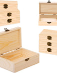 Unfinished Wooden Box with Hinged Lid, 4 Pcs- 6"X3.8"X2" Wood Boxes Bulk for Craft, Make Your Own Gift, Jewelry Pin Box