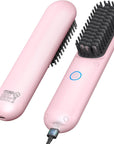 Cordless Hair Straightener Brush, Porta Straightening Brush for Women, Touch Ups On-The-Go Styling Hot Comb with Negative Ion, Lightweight & Mini Travel, USB Rechargeable