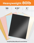 Black Shimmer Cardstock 100 Sheets - 8.5" X 11" Heavyweight 80Lb Double-Sided Shimmer Card Stock Paper for Crafts DIY Making Cards Invitations