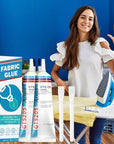 Fabric Glue 2 Pieces 60Ml Suitable for All Fabrics Cotton Linen Denim Leather Polyester Doll Repair Fabric Glue Permanent Clear Washable Fabric Liquid Stitch Mending Sewing Fix Flexible Adhesive Glue