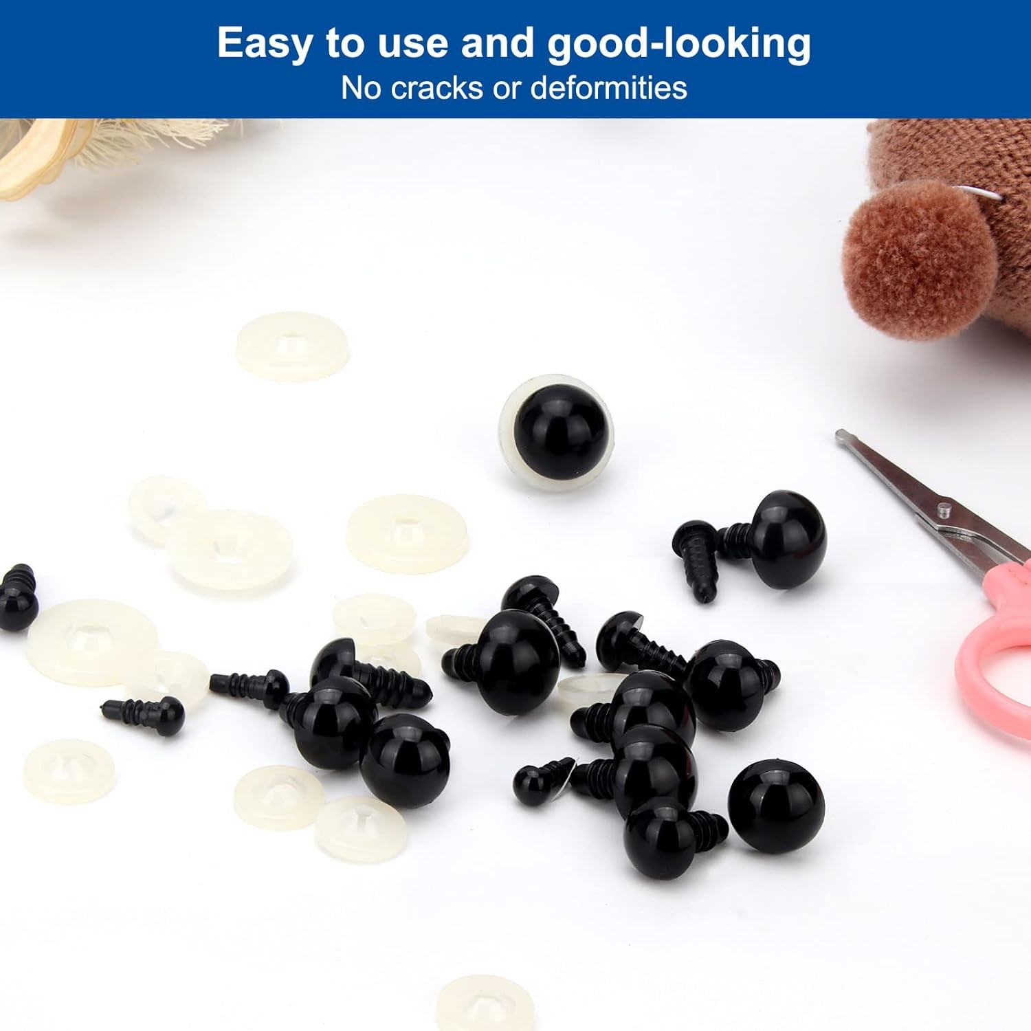 Safety Eyes for Crocheting Amigurumi 6-16Mm - 6 Sizes Stuffed Animal Eyes with Washers, 244Pcs Black Plastic Amigurumi Crochet Eyes for Doll Bear Crafts Button Plushies