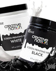 Black & White Fabric Screen Printing Ink 2-Pack - 16 Oz. of Water Based and High Opacity Ink for T-Shirt and Silkscreen Printmaking by