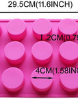 15 Holes Cylinder Silicone Mold for Handmade Soap Chocolate Jelly Pudding DIY Resin Mould Hole Dia: 1.5 Inch Vol: 20Ml Set of 2