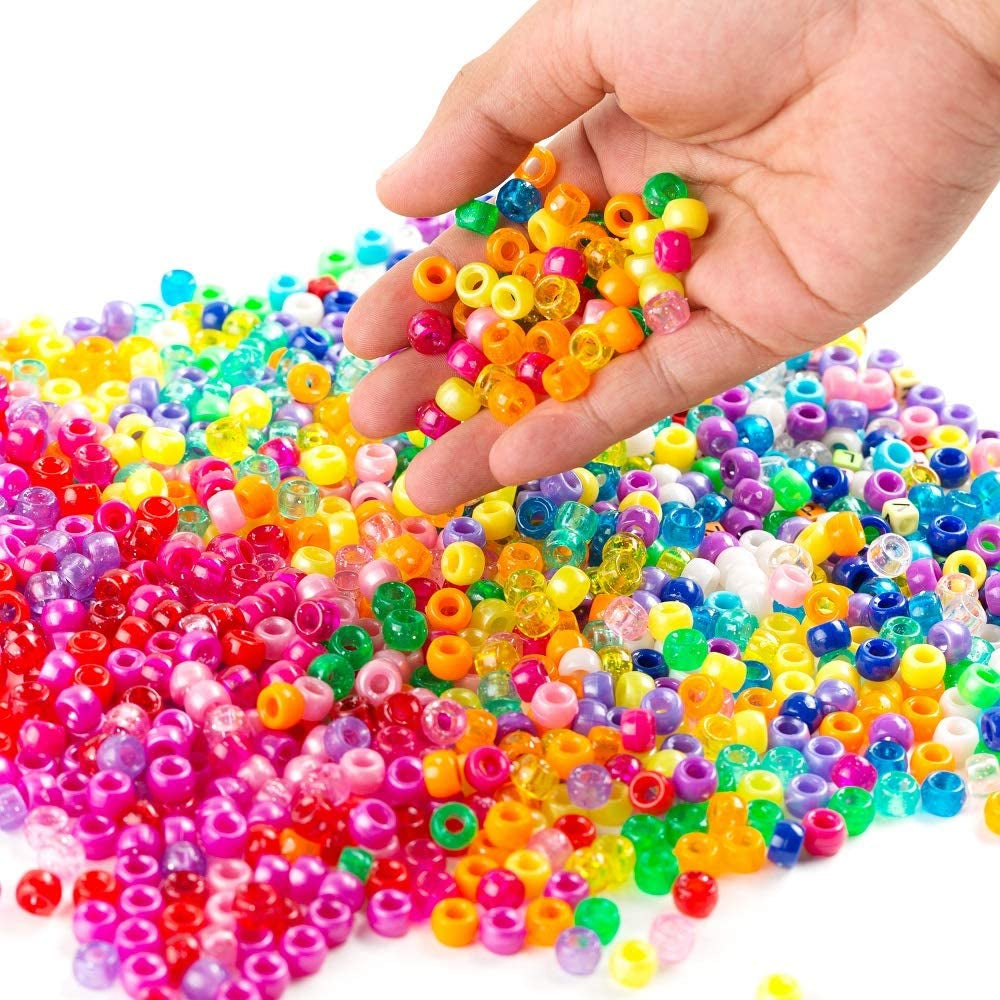 Pony Beads, 3,300 Pcs 9Mm Pony Beads Set in 23 Colors with Letter Beads, Star Beads and Elastic String for Bracelet Jewelry Making by
