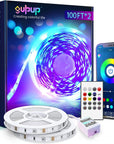 50 FT LED Strip Lights,Bluetooth LED Lights for Bedroom, Color Changing Light Strip with Music Sync, Phone Controller and IR Remote(App+Remote +Mic)