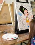 6 Pieces Black Girl Pre Drawn Canvas for Painting 8 X 10 Inch Pre Drawn Stretched Canvas Stretched Outline Canvas Sip and Paint Kit for Adults Kids Paint Birthday Gifts