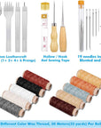 35 Pcs Leather Stitching Pouch Kit with 4Mm Prong Sewing Hole Punch, Leather Sewing Tools, Waxed Thread and Large-Eye Stitching Needles for Beginner Leather Sewing Working Crafting Projects