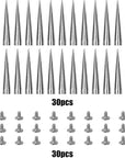 30PCS 40MM Spike and Studs Silver Cone Spikes Punk Bullet Large Leather Rivets Screwback Studs Screw on Cone for DIY Craft Clothing