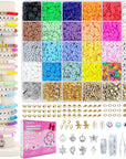 5300 Clay Beads Bracelet Making Aesthetic Kit, Polymer Heishi Preppy Letter Beads for Friendship Bracelet, Pearl Disc Beads Charms for Jewelry Making, DIY Creative Gift for Girls 8-12 Teens