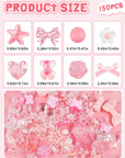 150PCS Acrylic Pastel Beads for Jewelry Making, Colorful Bow Butterfly Flower Kawaii Plastic Candy Heart Cute Macaroon Aesthetic Beads for Bracelet Necklace DIY Supplies (Pink)