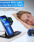 3 in 1 Wireless Charger, 18W Fast Charger Pad Stand Charging Station Dock for Iwatch Series SE 8/7/6/5/4/3 Airpods Pro/3/2 for Iphone 15/14/13/12 /11/Pro Max/12 Pro /XR (With QC3.0 Adapter)