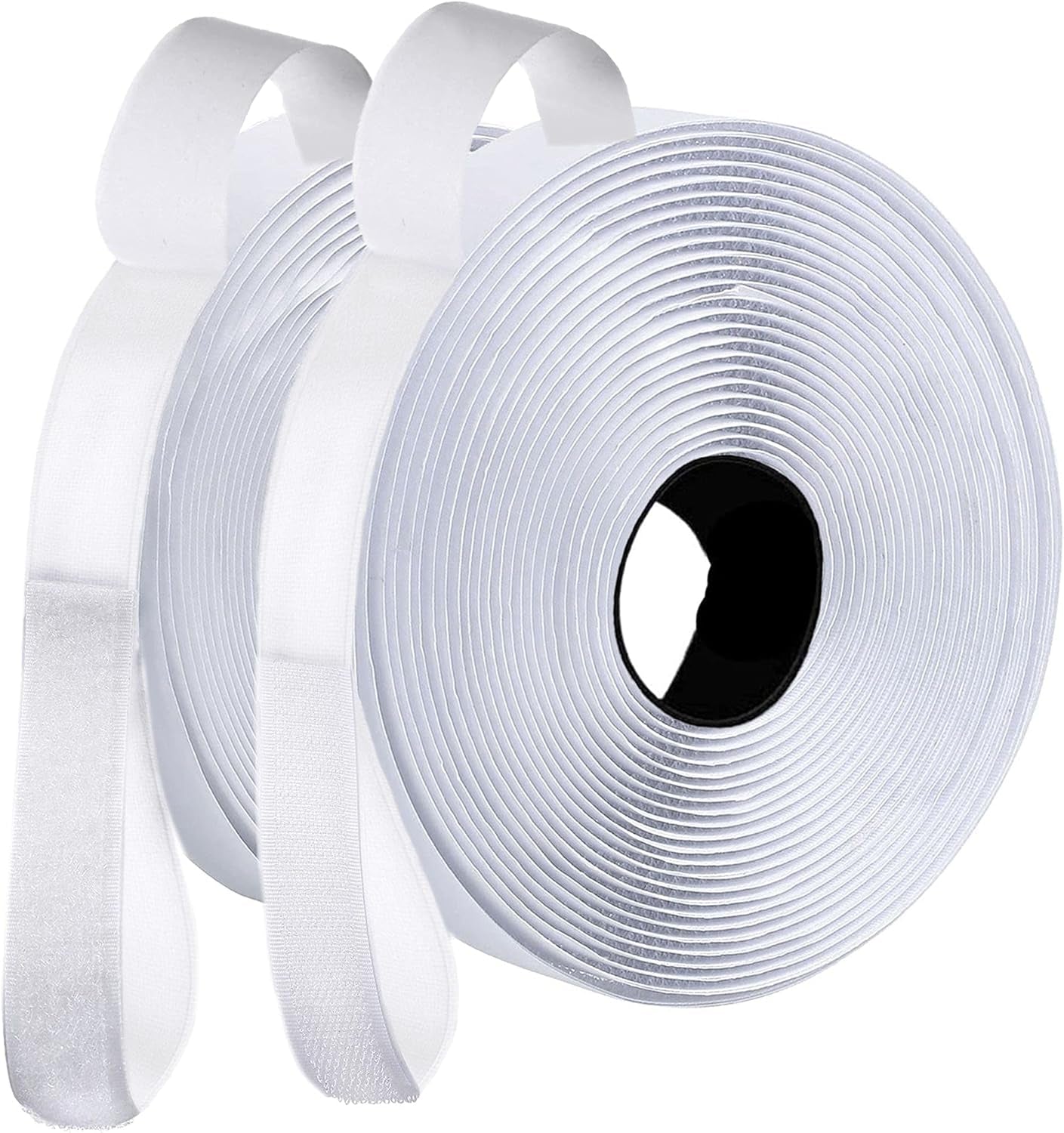 Office Werks 3/4 Inches Wide Hook and Loop Self Adhesive Tape Roll, Heavy Duty Strips, 16 Feet Long Sticky Back Fastener Self-Adhering Performance Flexible Breathable Wrap Tape (White)