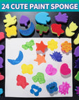 Paint Sponges for Kids, 39Pcs Early Learning Toddlers Sponge Paint Brushes Stamps Foam Art Craft Drawing Tools