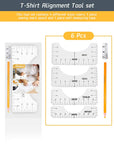 T-Shirt Ruler Guide Alignment Tool,Polyvinyl Chloride, to Center Designs T-Shirt for Adult Youth Toddler Infant (Transparent) (6Pcs)