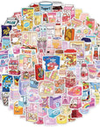 100Pcs Cute Snack Stickers Food Stickers Drink Stickers, Cute Small Stickers Set Kawaii for Teens/Boys/Girls/Adults