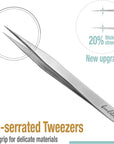 High Precision Tweezers 3 Pack - 4.7" Craft Tweezers for Sewing, Beading & DIY Crafts - Non-Serrated Jewelry Tweezer Set with Fine Point Tips - Stainless Steel Needle Nose Hobby Tweezers