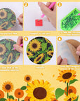 8 PCS Sunflower Diamond Painting Coasters Kit Flower Diamond Art Coasters Farmhouse Inspirational DIY Diamond Coasters 5D Diamonds Drink Coaster with Cork Bases Holder for Adults Beginners Handicraft