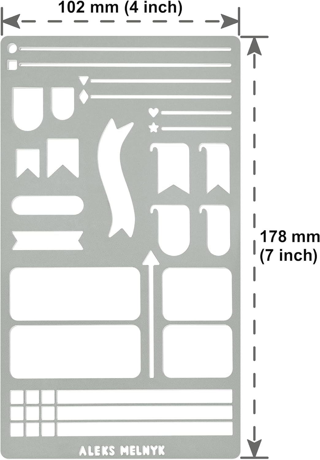 No.62 Metal Stencil for Bullet Journaling, Makeselife Stencil Bookmark, Planning, Banners, Lines, Lists, Planner Stamps, Habit Tracker, Dot Journal Stencil for Diary, Template, Scrapbook