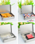 12Pcs Metal Rectangular Empty Hinged Tins Box Containers 4.5X3.3X0.9 In, Mini Portable Box Small Storage Kit Home Organizer Holders for First Aid Kit, Survival Kits, Storage, Herbs Pills Crafts