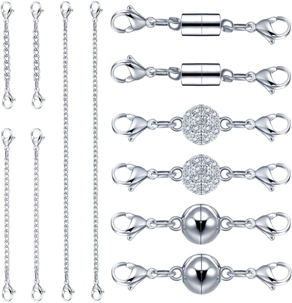 QACOWW 12 Pieces Necklace Extenders, Chain Extenders for Necklaces, Gold Jewelry Extenders, Chain Extenders for Necklace Bracelet Anklet Jewelry (Gold and Silver)