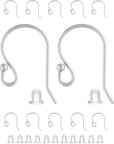 Earring Hooks 925 Sterling Silver Ball Dot Ear Wire with Rubber Earring Backs Earwire for Jewelry Making Earring Supplies (12Pcs Ear Wire and 12Pcs Earring Backs, Total 24Pcs)
