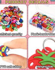 210 Pcs Silicone Bracelet Charms Rubber Bracelet Charms Small Bracelets Pendants Loom Pals Charms Loom Rubber Bands Making Kit for Jewelry Necklace DIY Charm Bracelets, 30 Styles