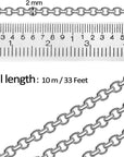 33 Feet Stainless Steel Jewelry Chains for Jewelry Making Silver Chain Roll with 40 Pieces Open Jump Rings & 20 Pieces Lobster Clasps Silver Necklace Link Cable Chains Jewelry DIY Accessories (2.0Mm)