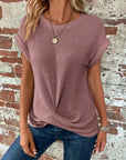 Chic and Comfy: Summer Solid Color Waffle Crew Neck Tee for Women