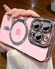 Luxury Diamond Glitter Clear Plating Case For iPhone 15 14 Plus 13 12 11 Pro Max 15 Shockproof Magnetic Wireless Charging Cover