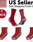 3 Pair Sport Socks Anti Slip W/ Grip Soccer Men Football Basketball Sock Premium