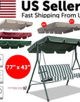 77"x43" Patio Outdoor Garden Swing 300D Canopy Replacement Porch Top Cover Seat