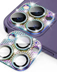 For iPhone 14 15 Pro Max Glitter Diamond Metal Lens Cover For iPhone 15 14 Plus 12 13 Mini 11 Pro Max Camera Lens Protector Film