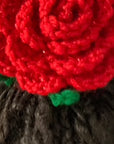 Red Crocheted Rose Hair Scrunchie – Handmade, Eco-Friendly, and Stylish Accessory