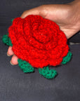 Red Crocheted Rose Hair Scrunchie – Handmade, Eco-Friendly, and Stylish Accessory